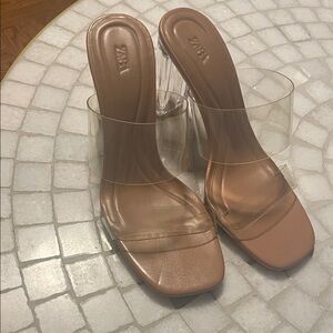 Zara Women's Nude Heeled Mules